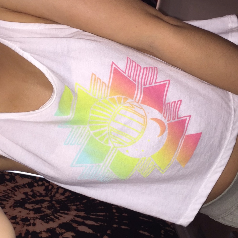Volcom loose skate rainbow moon crop top